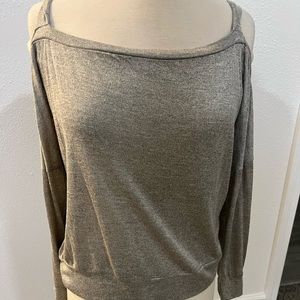 heather gray cold shoulder top